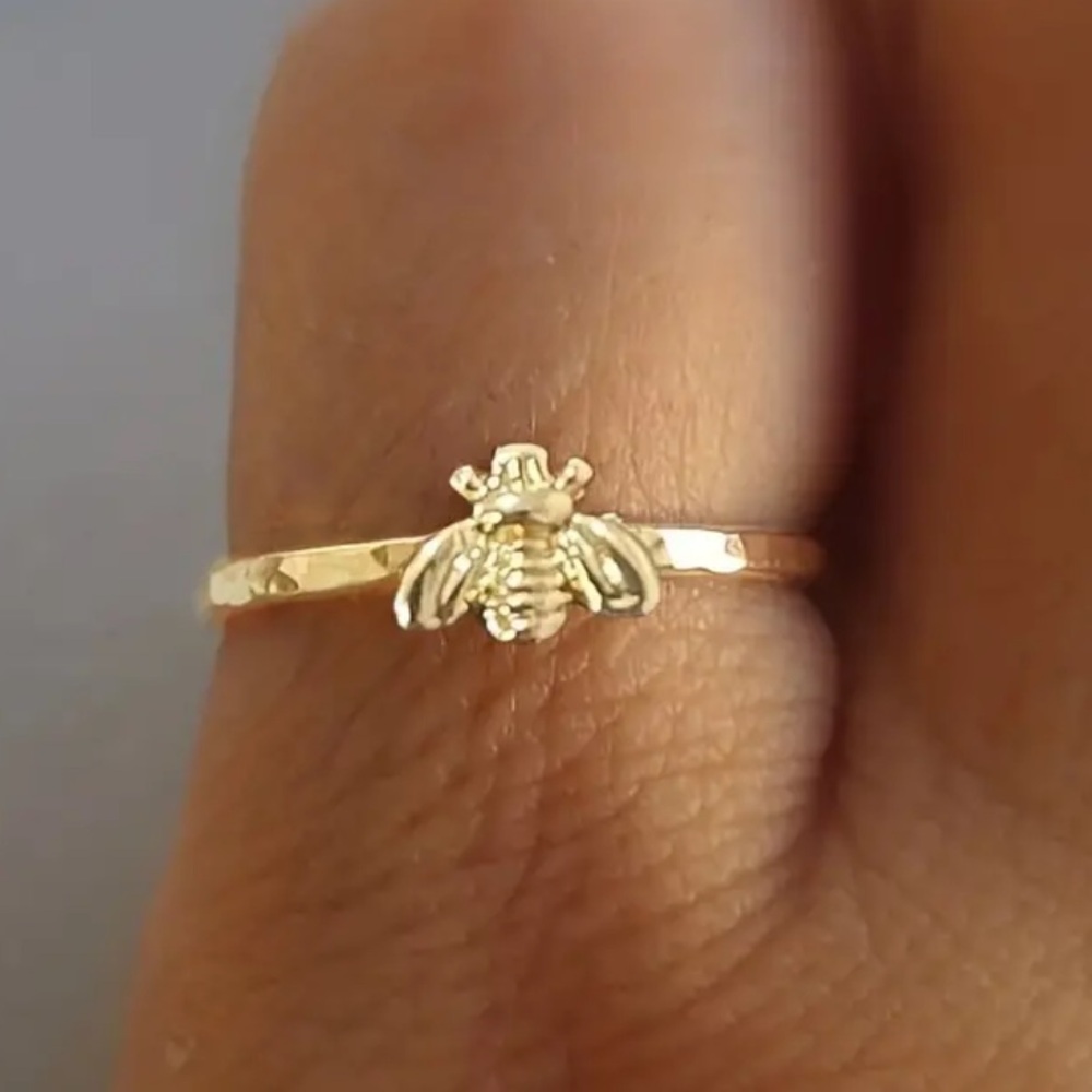18K Gold Plated Boho Dainty Bee Gold Ring